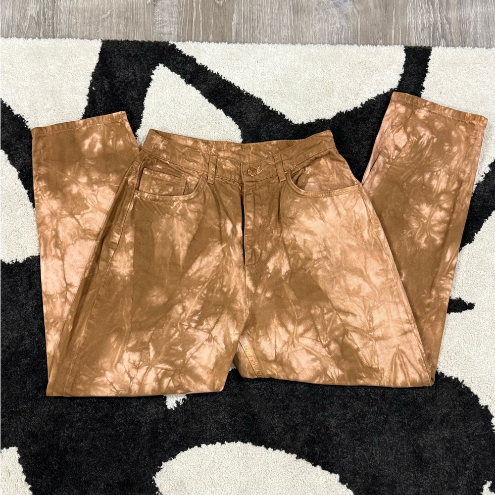 Reclaimed Vintage Tan Tie-Dye Straight Leg Jeans